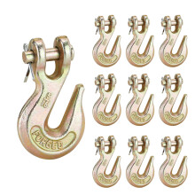 10 Pack G70 Clevis Grab Hooks 5/16 Inch Heavy Duty Forged Steel Chain Hook with Safety Latch for Trailer Truck Transport