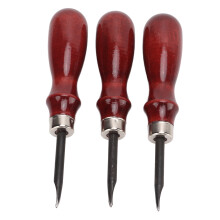 3 Stück Leder-Beveler aus Stahl, Sandelholzgriff, leichtes DIY-Lederkanten-Bearbeitungswerkzeug, Skiver, Lederwerkzeug