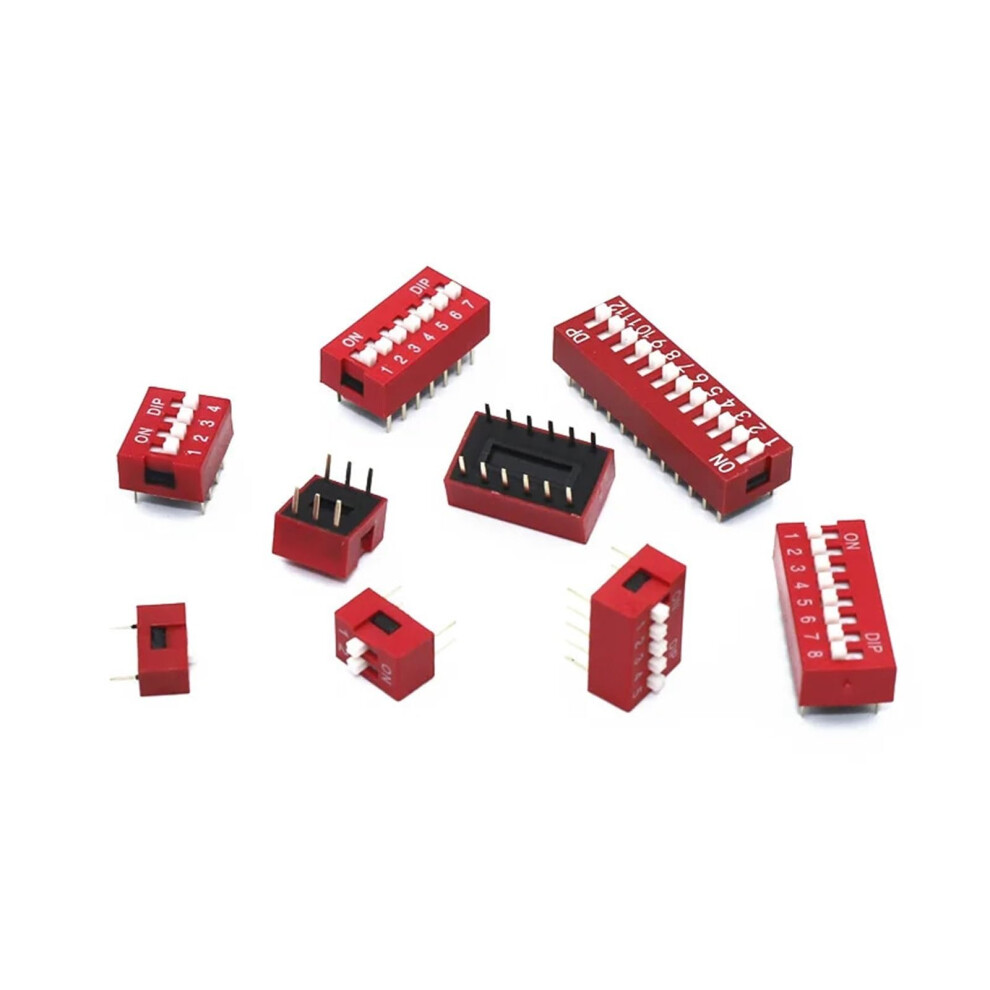 10Pcs Slide Type Switch Module Dip Red 12 Bit 2.54Mm Toggle Switch With 5 Bit Position Compatibility 6276012488172