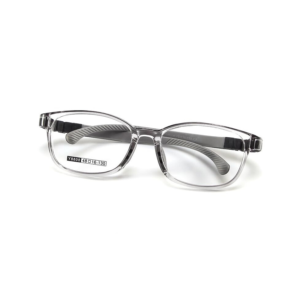 Grey Eyeglasses Frame For Children Tr90 Flexible Bendable One-Piece Optical Glasses For Boys And Girls, Safe And Durable Design