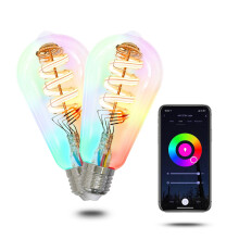 Smart ST64 Edison LED Light Bulbs 2 Pack, WiFi Color Changing Dimmable 2700K-6500K RGB, Compatible with Alexa and Google Home