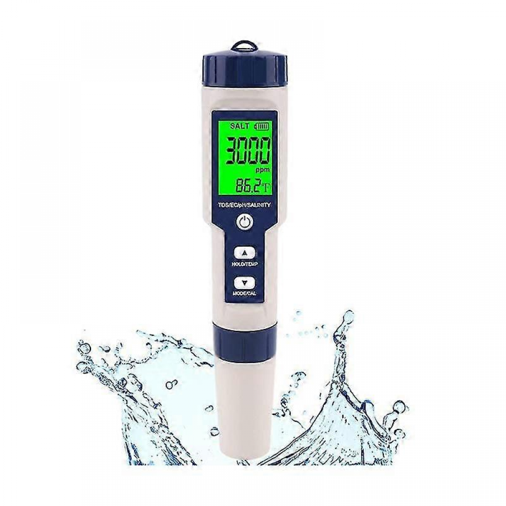 Tester Digitale Di Sale E PHmetro Per Piscine, Acqua Di Mare E Acqua Potabile 5 In 1 Salinita Ph Temperatura Ec E Tds Per Piscine Vasche Idromassaggio Spa Alta Precisione 84794084 - Foto 13