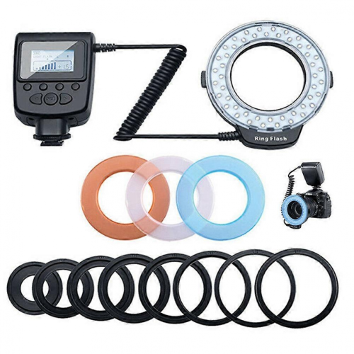 Macro LED-ringflitsset met 8 adapterringen