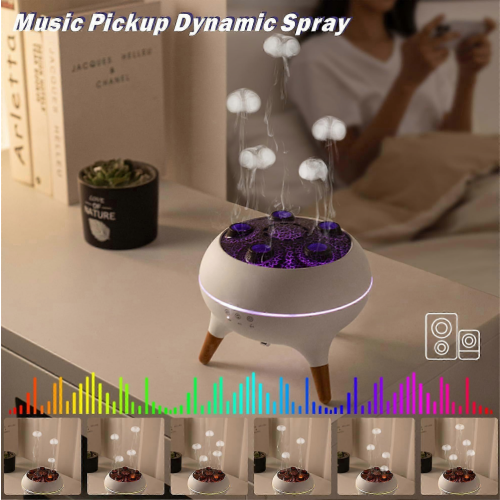 (EU Plug) Jellyfish Essential Oil Diffuser, Unique Jellyfish Aromatherapy Humidifier with 7 LED Colors, Compatible 2