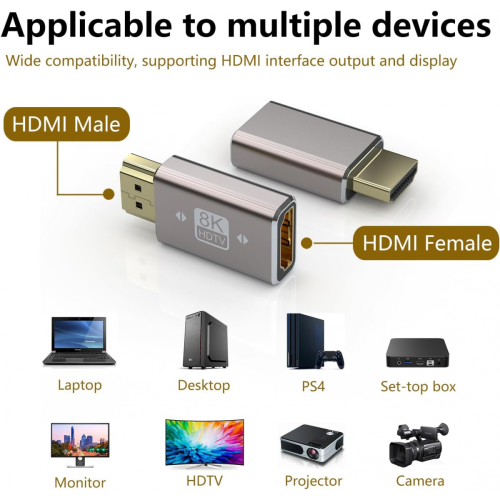 Adaptador de cable HDMI 2.1 8K macho a hembra, extensor HDMI 4K 8K 2