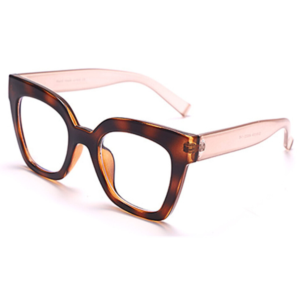 Blue Trendy Oversized Rectangle Light Blocking Reading Glasses For Women Tr90 Material Stylish Eyewear In Color