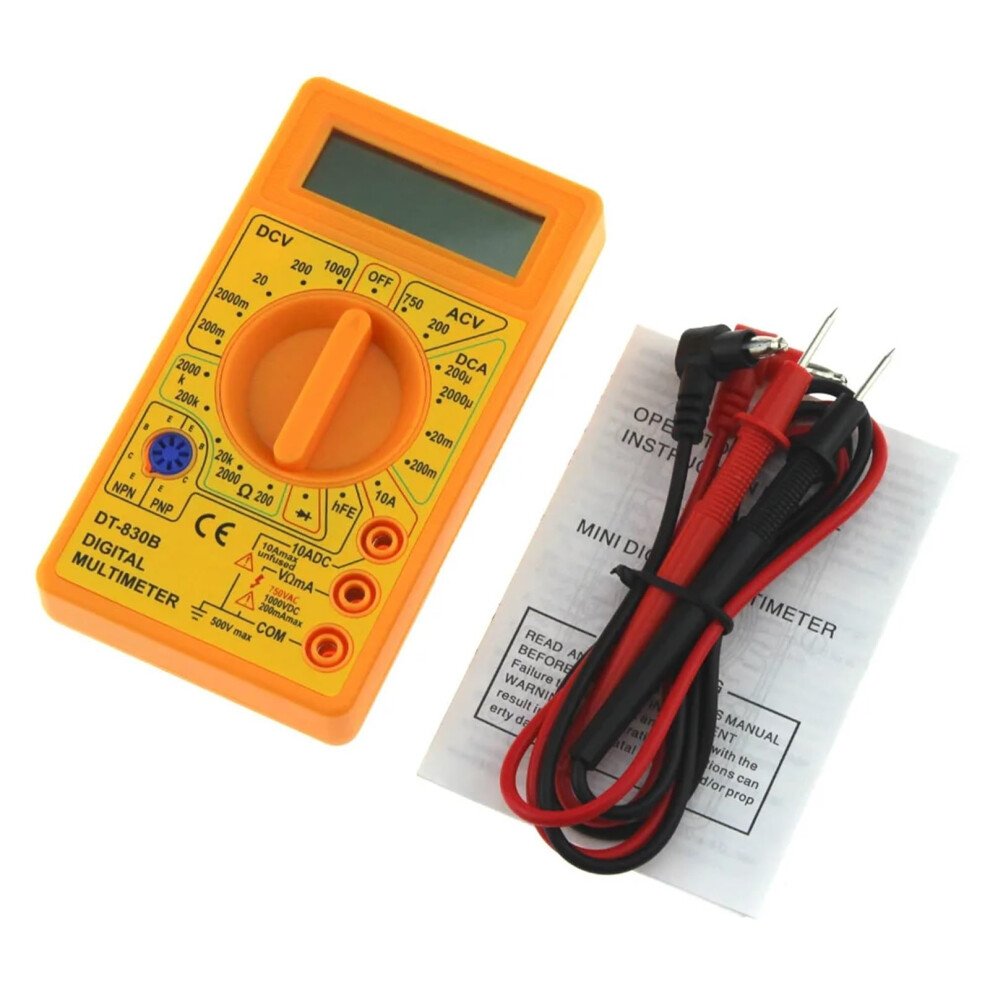 Lcd Digital Multimeter Dt-830B Yellow Handheld Voltmeter Ammeter Ohm Tester Ac/Dc 750V 1000V Mini Meter 6947110176239