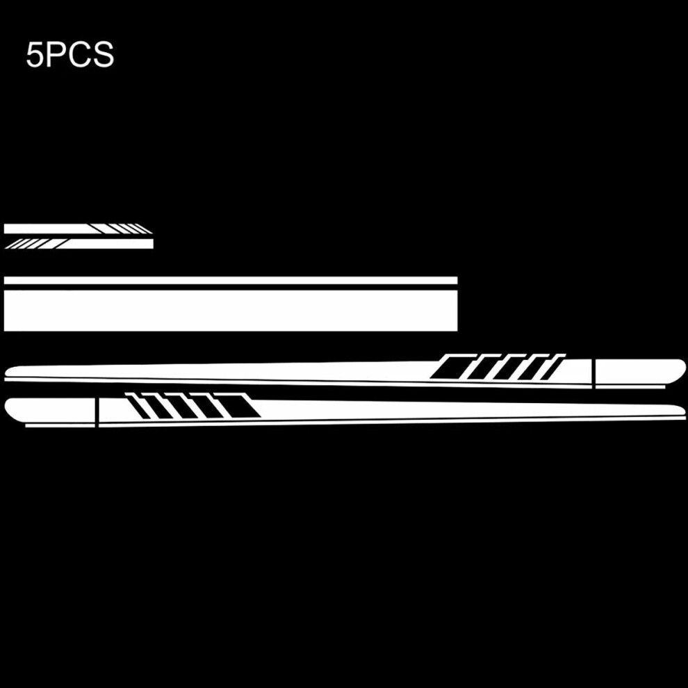 (White) Car Racing Long Stripe Graphics Side Body Vinyl Decal Sticker Universal 5Pcs/Set White 4069369124594