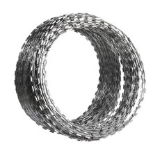 Razor Barbed Wire, 304 Stainless Steel Spiral Razor Ribbon Fence, 45cm Silver Color, 10m Length for Garden Security