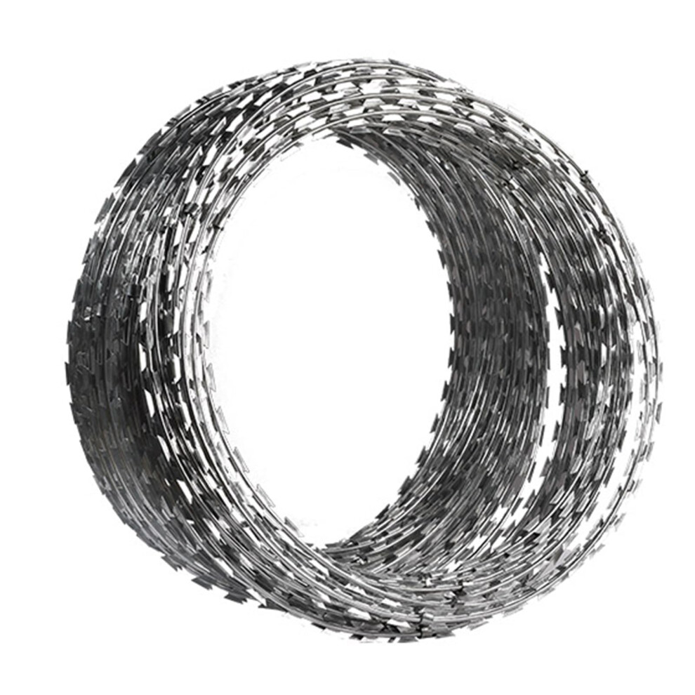 Razor Barbed Wire, 304 Stainless Steel Spiral Razor Ribbon Fence, 45Cm Silver Color, 10M Length For Garden Security 6482260666907