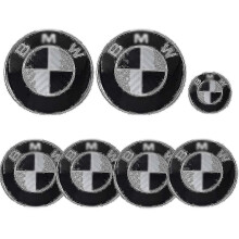 Autoemblem-Set für BMW, 82 mm Motorhaube und Kofferraum, 68 mm Radkappen und 45 mm Lenkrad
