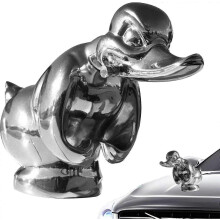 (Silber) Schnelle Lieferung Angry Duck Hood Ornament, Legierung 3D Funny Duck Hood Ornament Auto Motorhaube Ornamen
