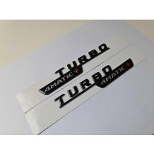 Paar Turbo 4matic + Glanz Schwarz Rot Seite Abzeichen Emblem Für Mercedes A45 Cla45