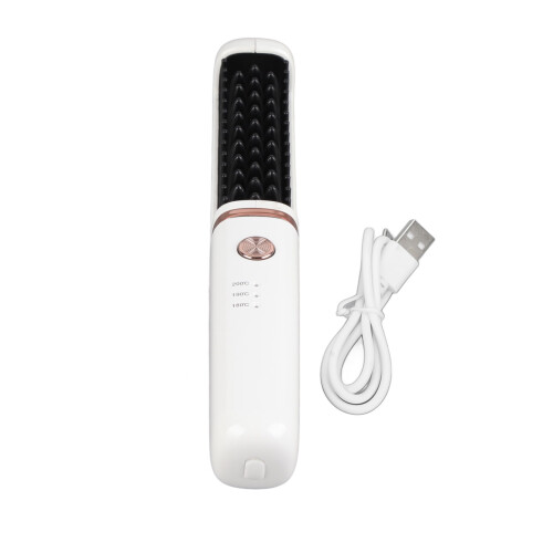 Cepillo alisador de cabello blanco perla USB 4000mAh