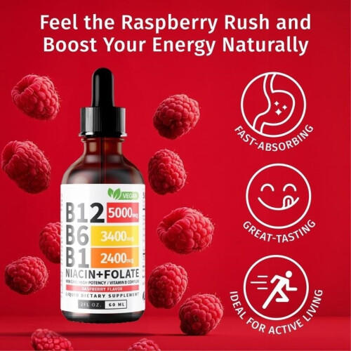 2Pcs Vitamin B12 and B6 Liquid Drops,Sublingual Vitamin B Complex - B 12 2