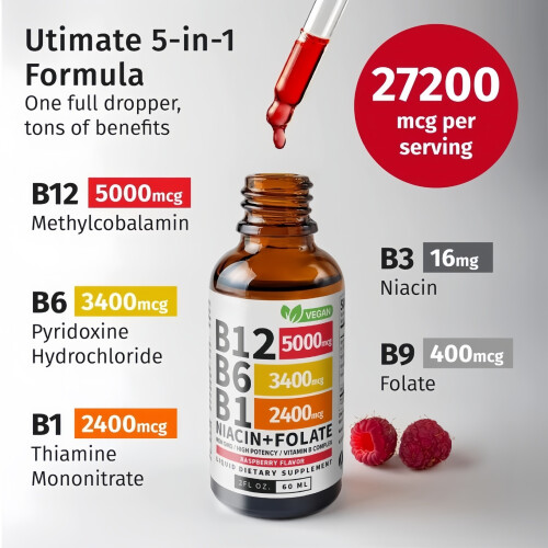 2Pcs Vitamin B12 and B6 Liquid Drops,Sublingual Vitamin B Complex - B 12 1