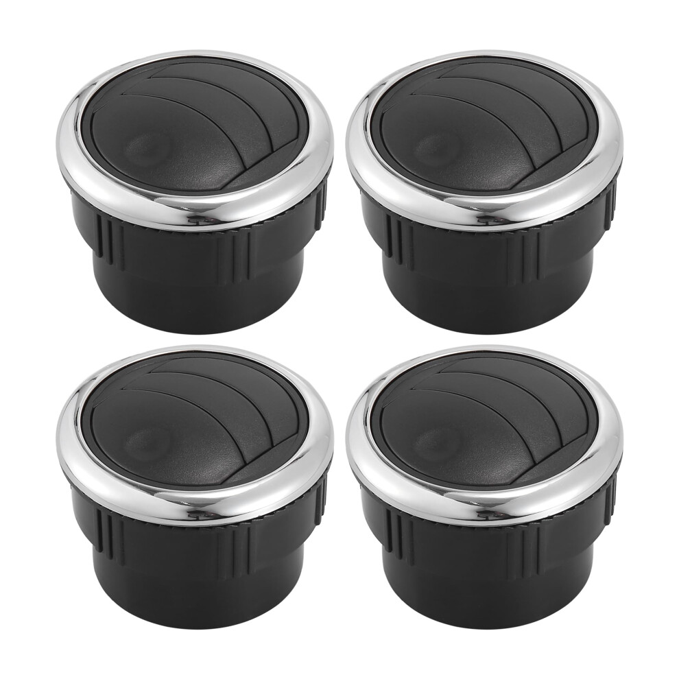 70Mm Air Conditioning Deflector Outlet Vent - 4Pcs Round Air Vent For Car Rv Bus - Black Silver Tone Ventilation Accessory 6947110177373