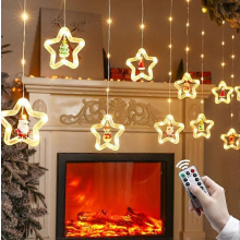 Christmas Decoration Christmas Tree Lights Star Lights Chrismas Curtain Lights Hanging Led String LightsB with remote control