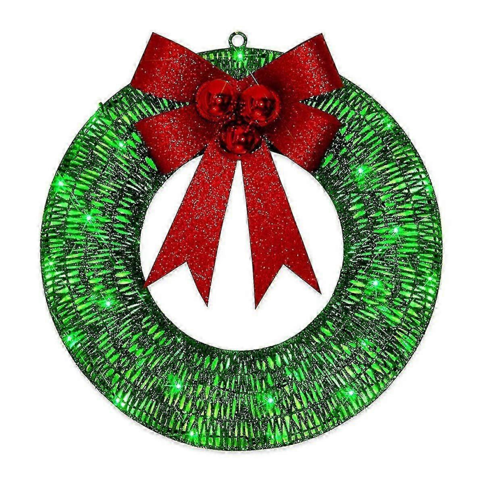Pre-lit Outdoor Christmas Wreath Decoration, Christmas Decorations Outdoor Sacred Christmas Wreath With LightsGreen