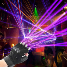 RGB Laser Gloves Multi-line 4 Heads Disco Laser DJ Beam Stage Light For Finger Dancing Show Halloween Party Rave Nightclub ClubPurple (1pc)