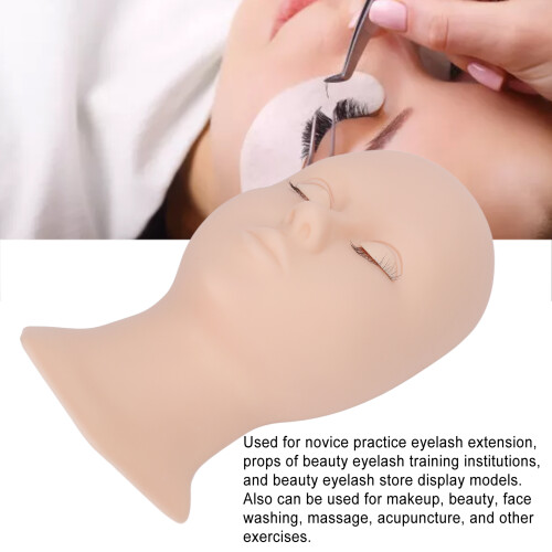 Eyelash Extension Practice Head Silicone Mannequin with Removable Eyelids Pink 2