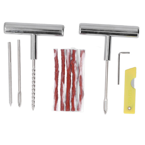 11pcs Tire Repair Kit with T-Handle, Plug Rasp & Cutters, Case 2
