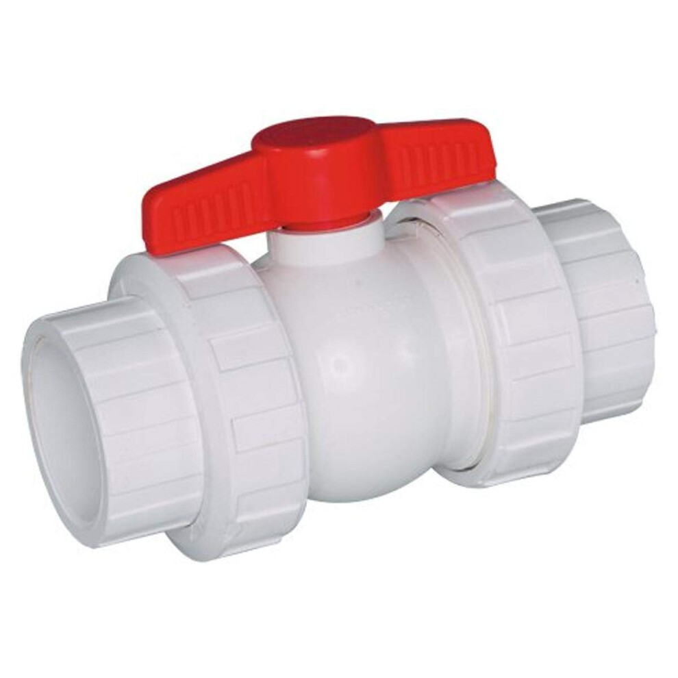 Compact True Union Ball Valve 1020Csew, 2 Inch Socket/Threaded End, White, Durable Pvc Construction 6947110178042