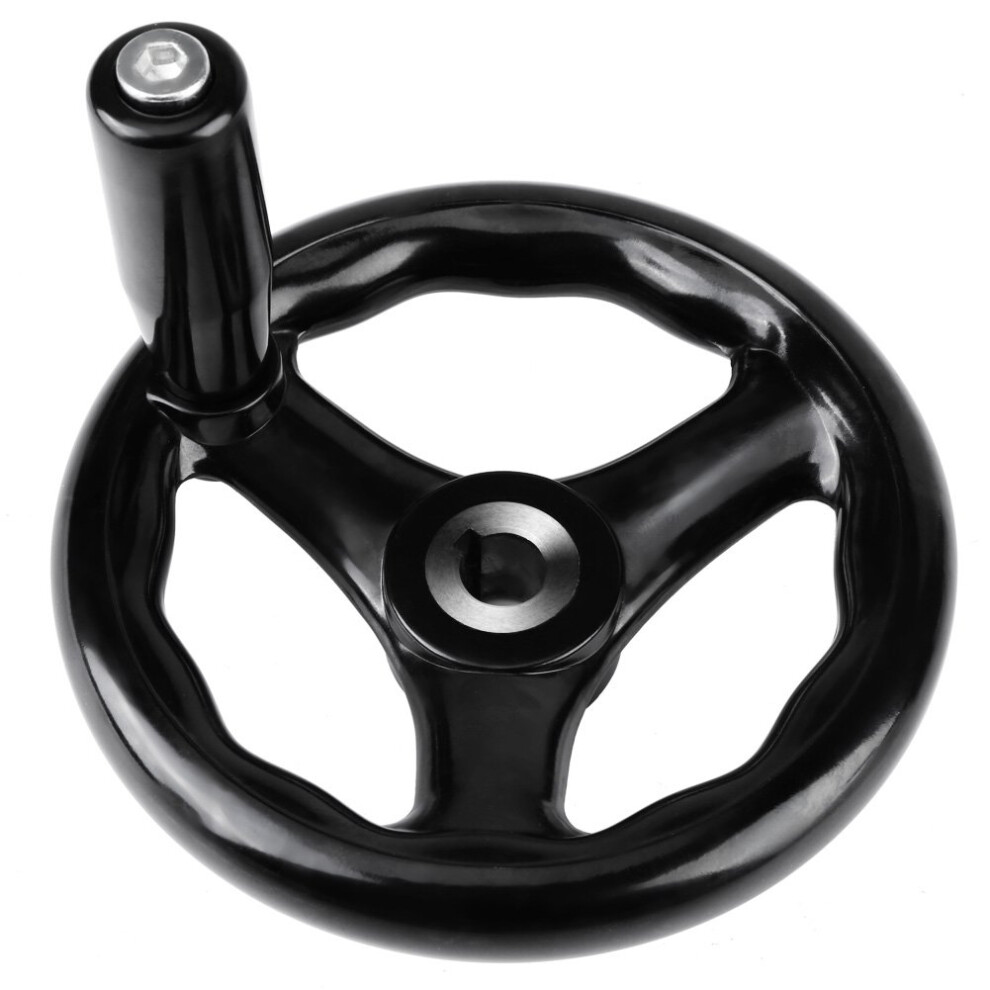 Hand Wheel Round 3 Spoke Plastic Black Handwheel With Revolving Handle For Lathe And Milling Machine Grinders 6482260668734