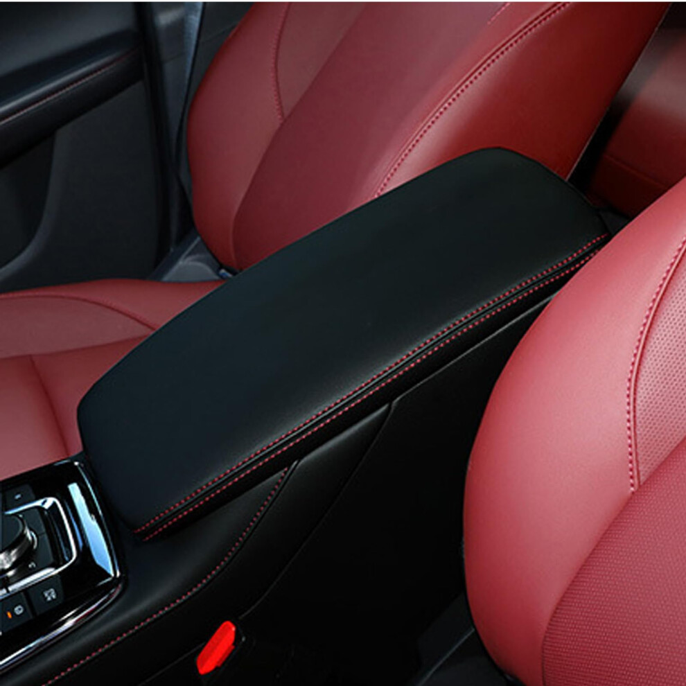 Center Console Armrest Cover For Mazda Cx-30 2020-2022, Leather Lid Pad Protector In And Elbow Rest Cover Black/Red 6482260668970