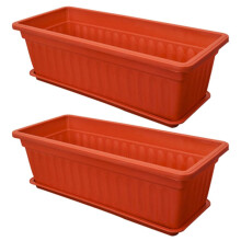 Plastic Rectangle Planters 24 Inch with Tray for Easy Drainage Ideal for Large Vegetables Succulents and Flowers