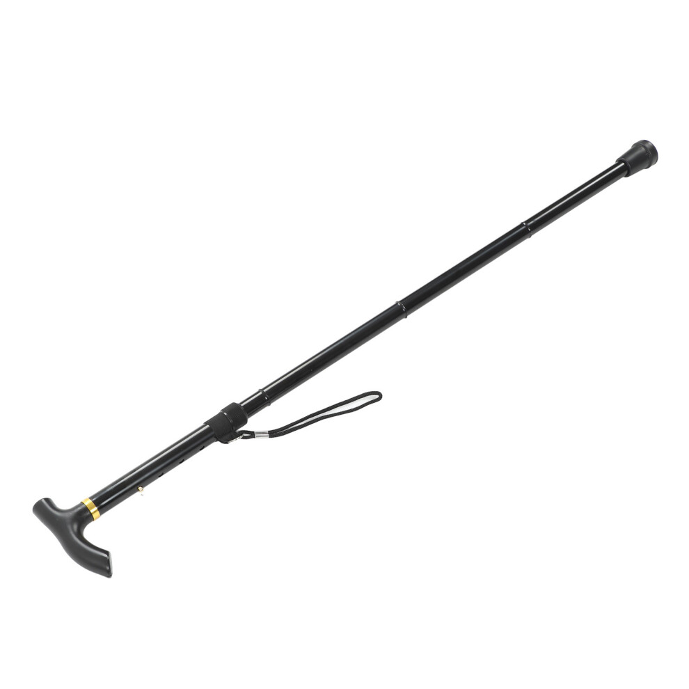 Black Lightweight Aluminum Alloy Folding Walking Stick, 4-Section Adjustable Cane,