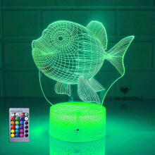 3D Fisch Nachtlicht Lampe Illusion 16 Farbwechsel Tisch Schreibtisch Dekoration Lampen Geschenk mit Acryli