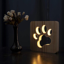 LED Nachtlicht Hund Pfote Holz Tisch Lampe 3D Kreative Schreibtisch Lampe USB Power Licht Schlafzimmer Dekoration für