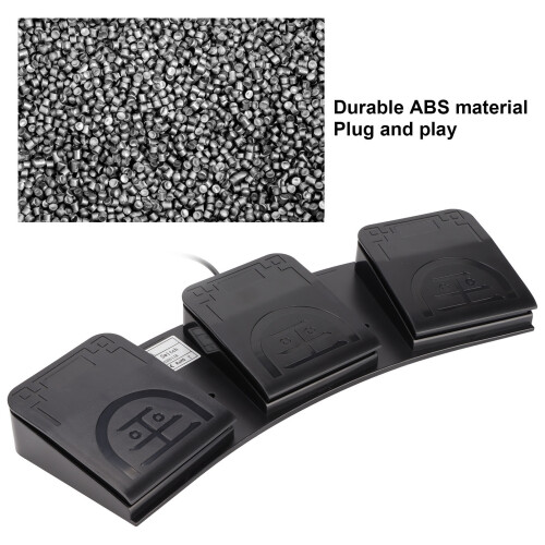 Pedal USB de 3 teclas, ergonómico, de ABS, con cable 2