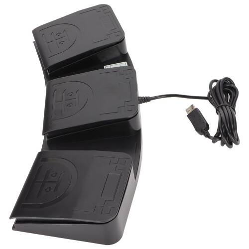 Pedal USB de 3 teclas, ergonómico, de ABS, con cable