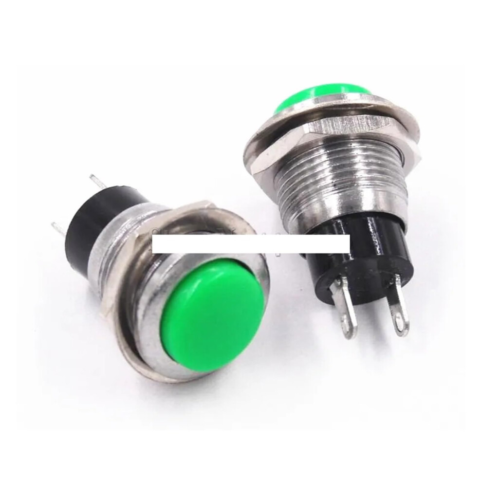 100Pcs Ds-318 12Mm Round Push Button Switch Non-Locking For Horn Doorbell 3A 125Vac Compatible Green 6276012491011