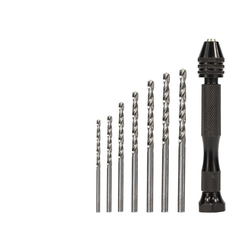Micro Aluminum Hand Drill With Keyless Chuck And Steel Twist Drill Bits For Woodworking - 11Pcs B Set 6482260670836