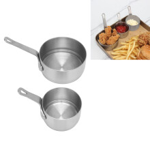 2 Stück Soßenbecher aus 304 Edelstahl, stapelbares Handle-Design, Mini-Soßenpfanne für Bankette, Outdoor-Picknick