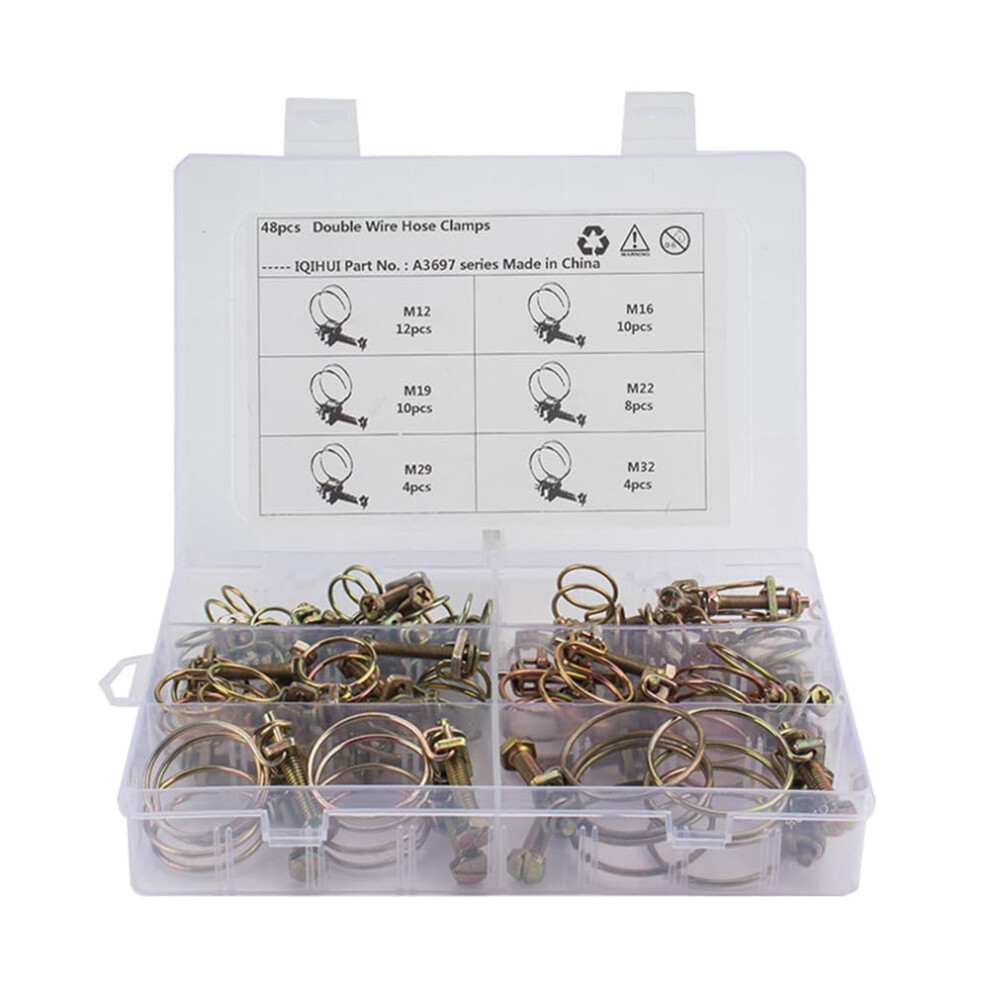 Universal Adjustable Steel Wire Tube Pipe Clip Kit M12 M16 M19 M22 M29 M32 Double Wire Hose Clamp Accessories 6482260670898