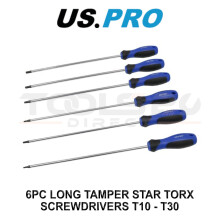 US PRO Tools 6PC Long Tamper Star Torx Screwdrivers T10 - T30 4620