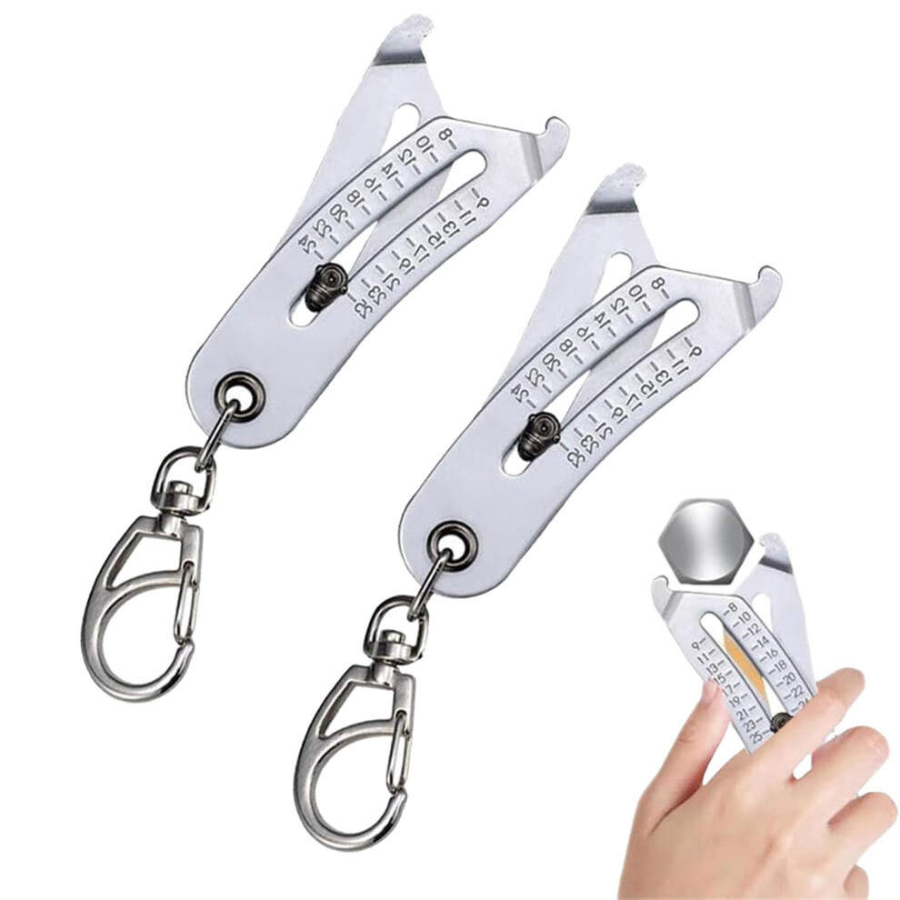 Bolt Size Finder Keychain Tool Set, 3-Piece Nut And Bolt Sizer, Thread Gauge Identifier, Silver Measurement Tool 6482260670997