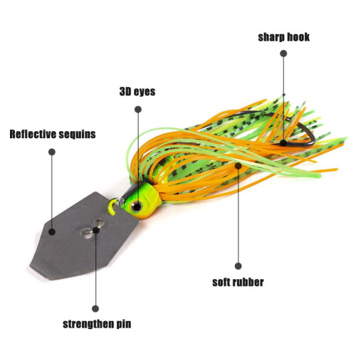 6 Stück 10 cm Bladed-Jig-Köder, je 11 g, mehrfarbig