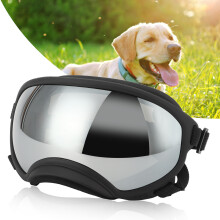 Hunde-Goggles Anti-UV, Stoßfest, Verstellbares Elastikband, Große Rassen Hundesonnenbrille, Tiersonnenbrille, Silberfarben