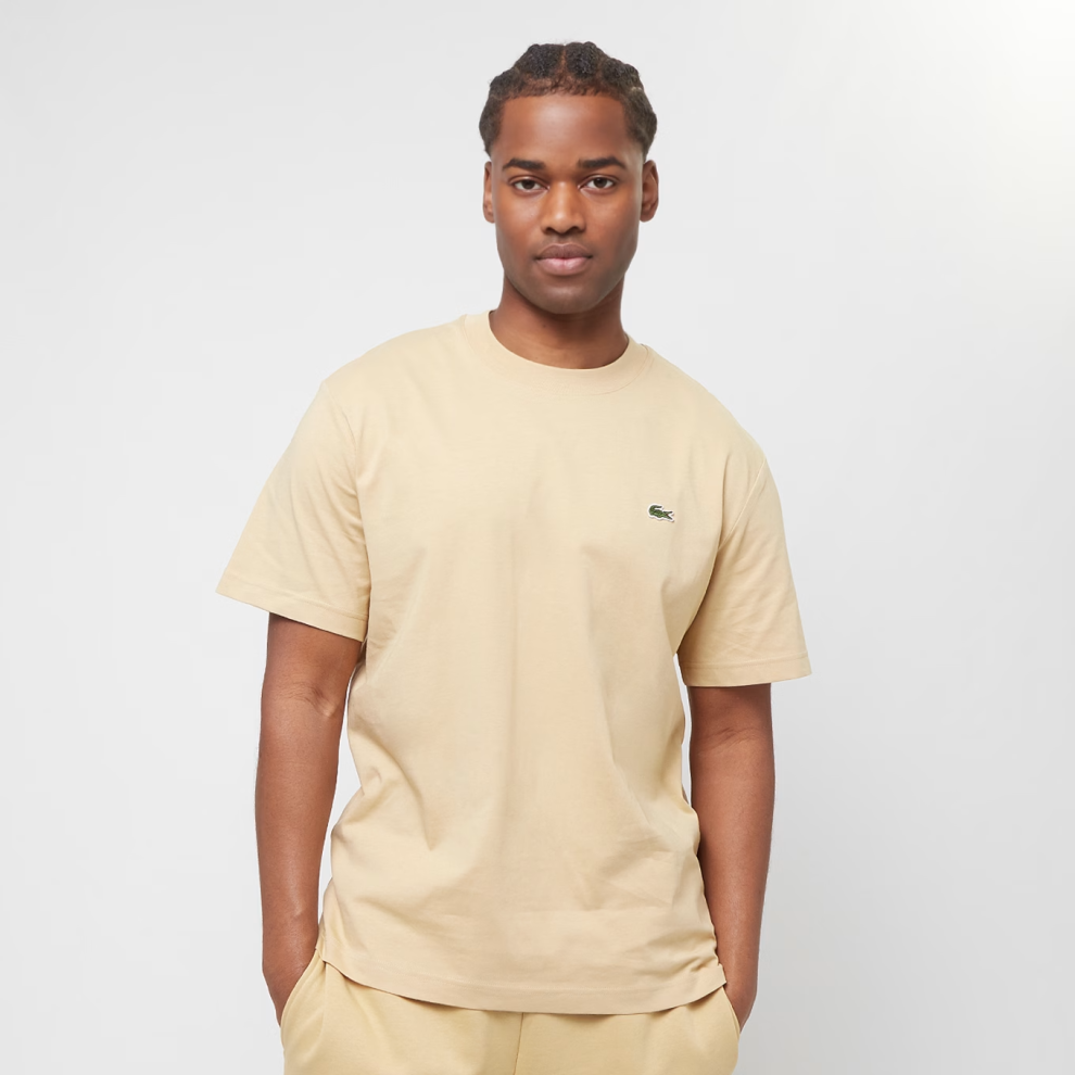 Lacoste (Medium) Men's Beige Crew Neck T-Shirt Short Sleeve