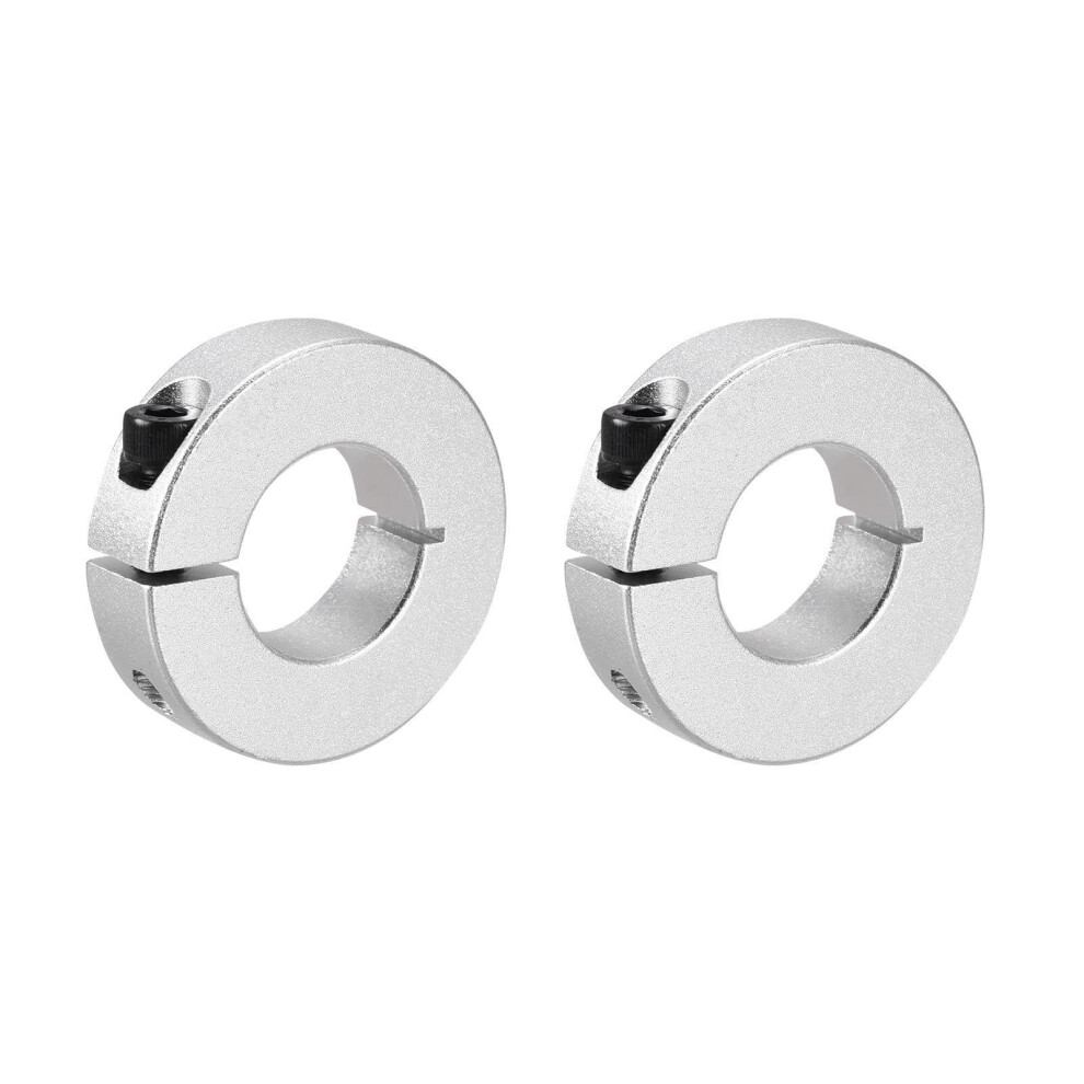 Shaft Collar 0.67 Inch Single Split Aluminum Collar With Set Screw Silver Tone 2 Pack For Mechanical Applications 6493810693496