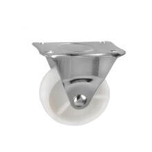 3 Inch White PP Casters - 4 PCS Nylon Fixed Roller Wheels for Industrial Trolley, Shaftless Lightweight Design