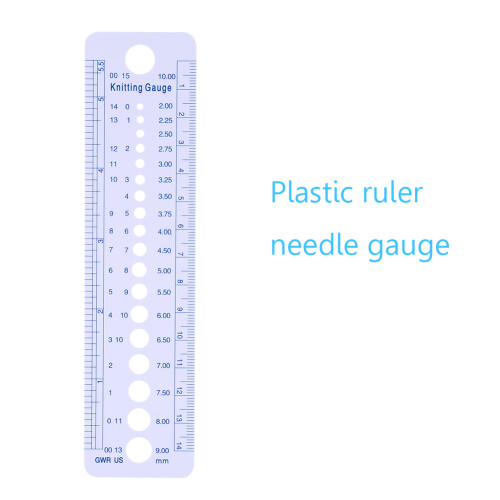 Plastic Knitting Needle Gauge Ruler Inch cm Sewing