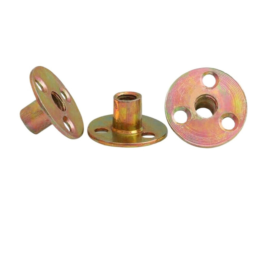 Rigid Coupling Iron Plate T Nut M8 M10 Round Flat Base Three-Hole Locking Flange Screw Zinc Plated 1/2/5Pcs 6482260672496
