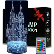 Kölner Dom Nachtlicht, 3D-Illusionslampe Fernbedienung 16 Farbwechsel Dimmbar Weihnachten