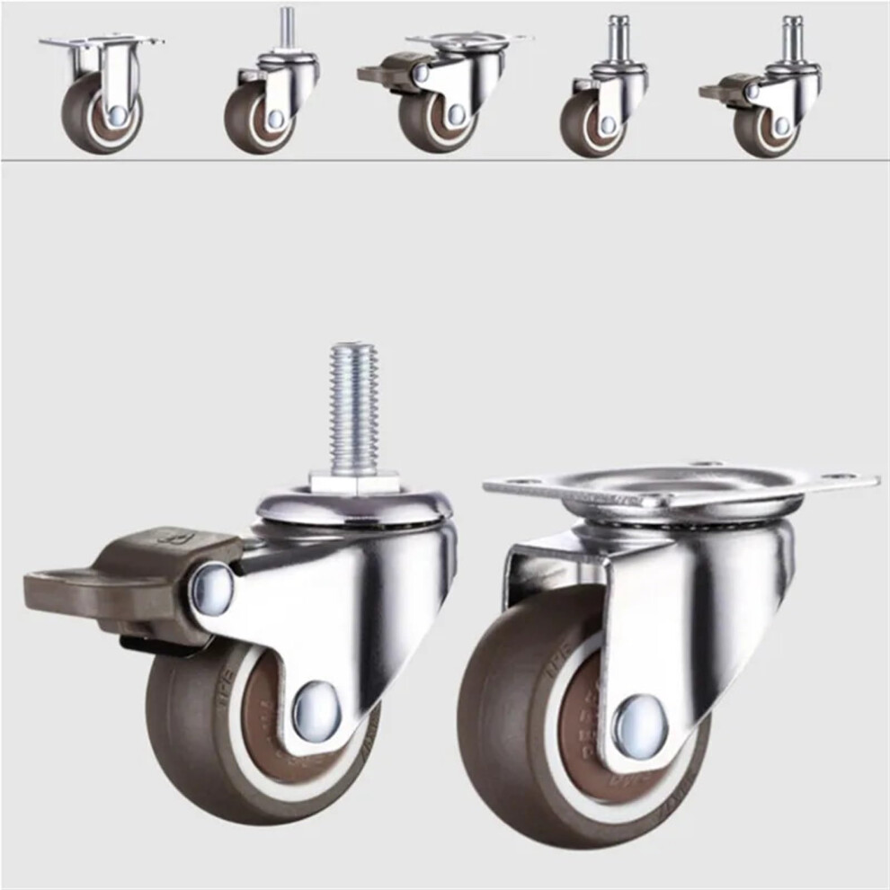Furniture Casters Wheels Rubber Swivel Castor Trolley Caster With Brake 1.25 Inch Heavy-Duty Replacement Wheel 1Pcs 6947110182384